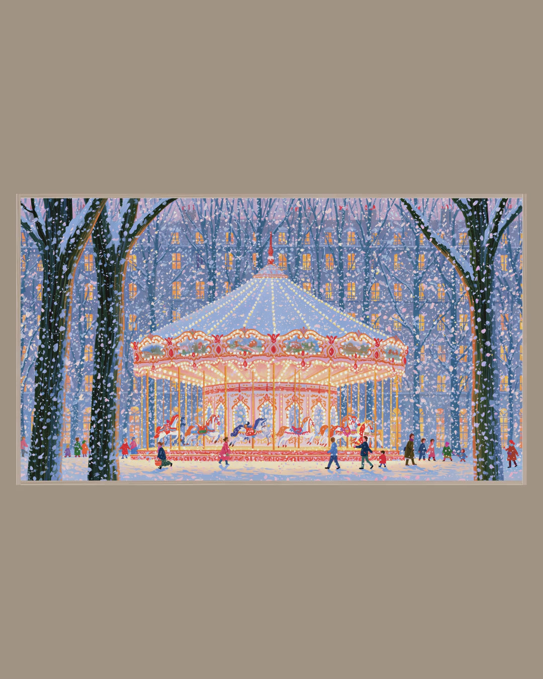 Video of the Snowy Night Carousel Frame TV art in a room