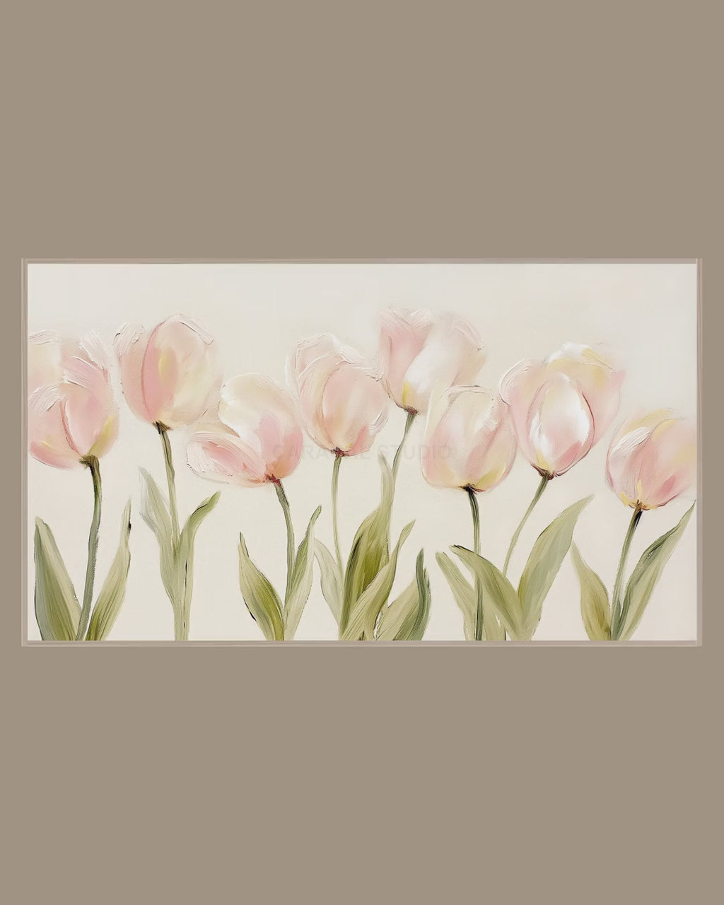 Video of the Blush Tulip Row Frame TV art in a room