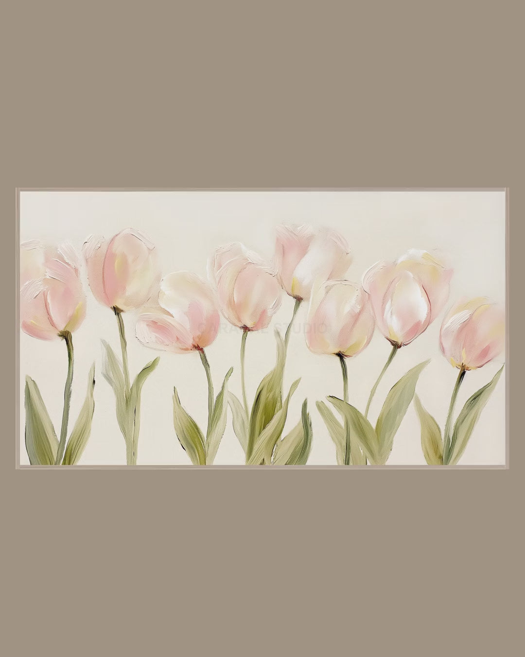 Video of the Blush Tulip Row Frame TV art in a room