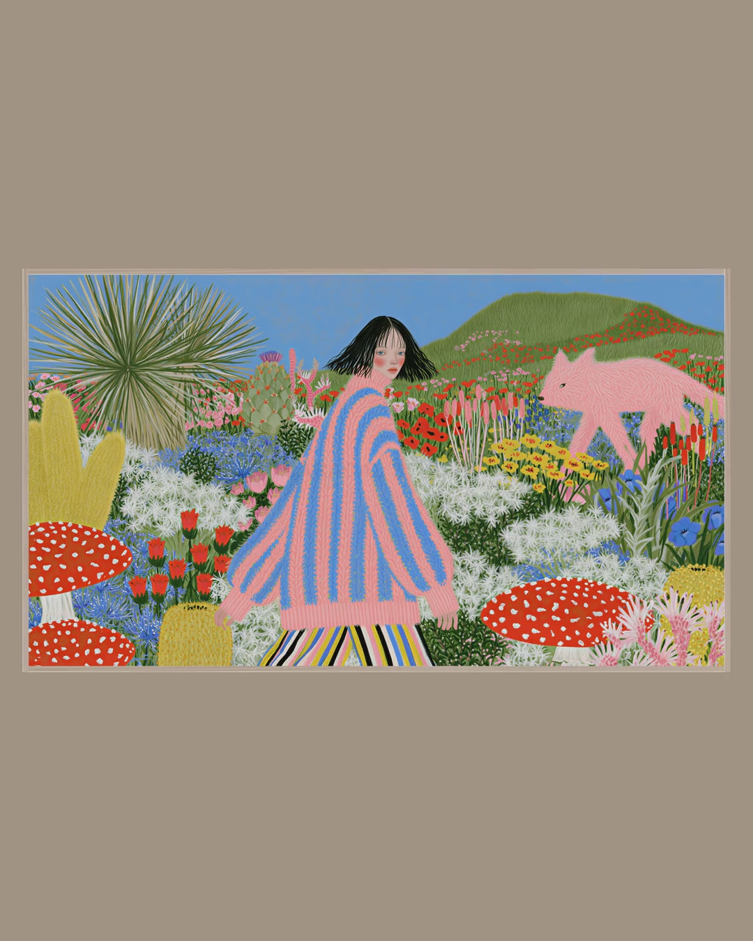 Video of the Pink Fox Garden Walk Frame TV art in a room