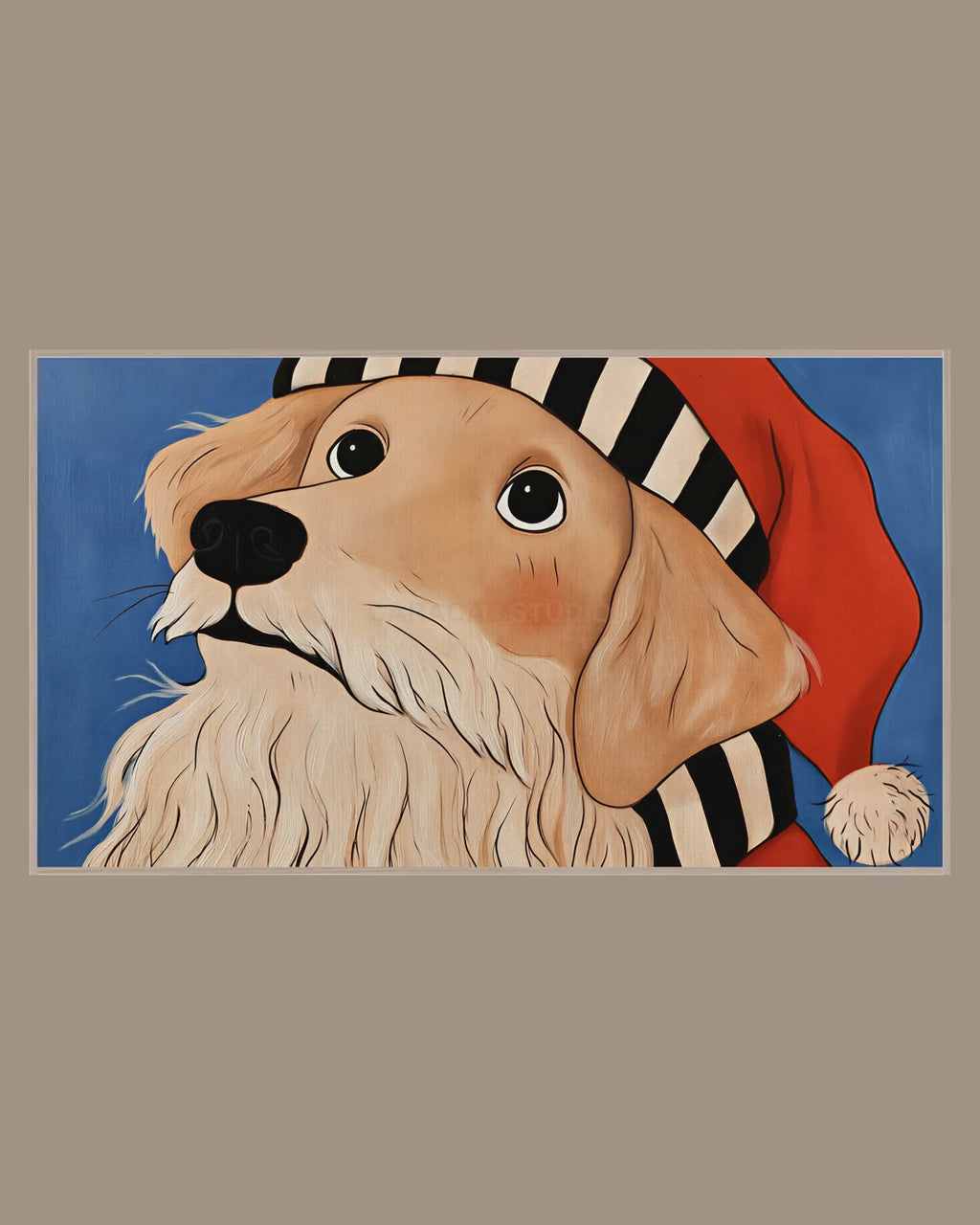 Video of the Santa Hat Retriever Frame TV art in a room