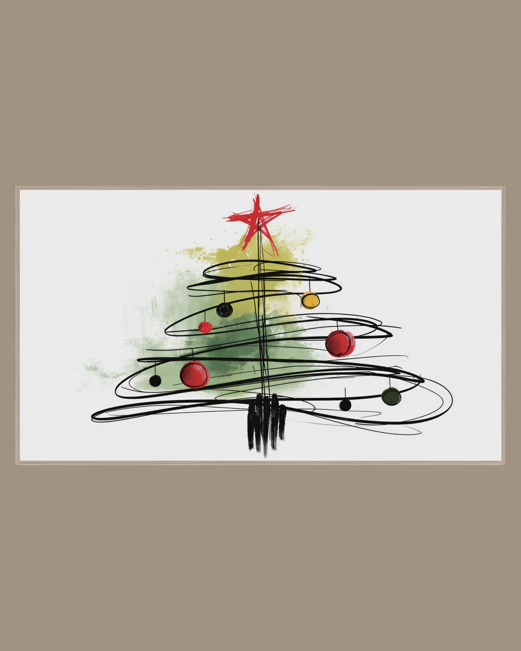 Video of the Scribble Ornament Tree Frame TV art in a room