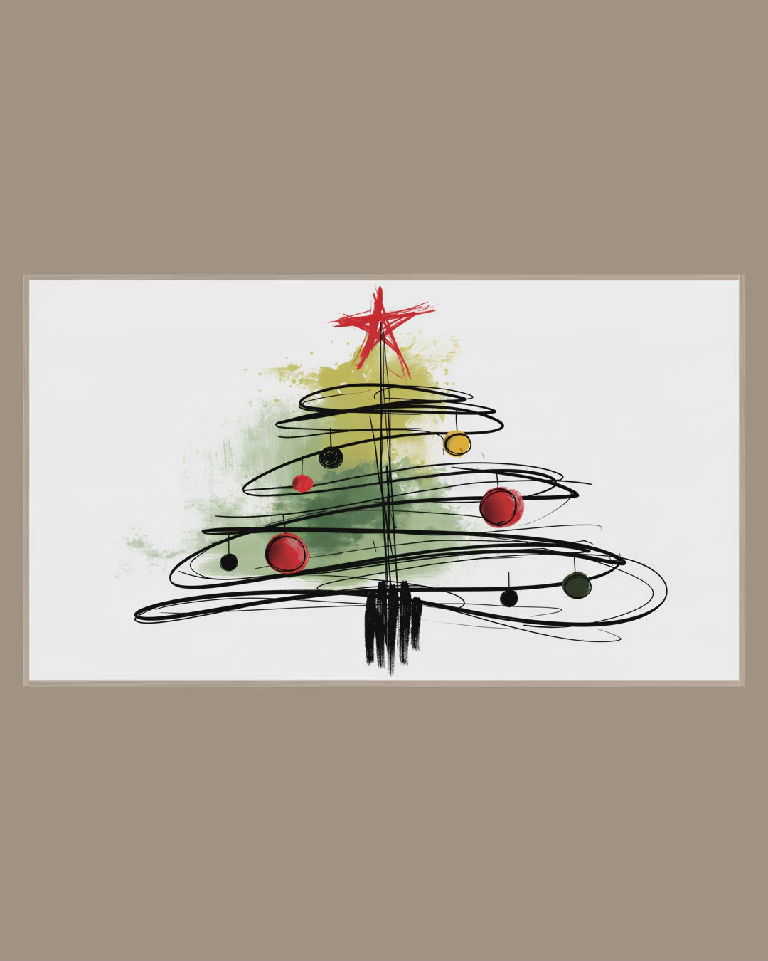 Video of the Scribble Ornament Tree Frame TV art in a room