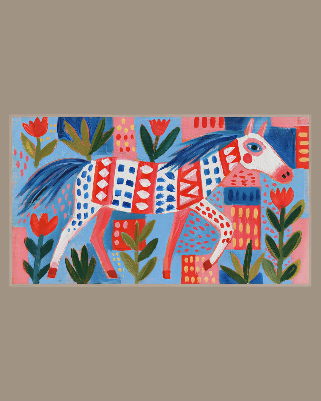 Video of the Folk Horse and Tulips Frame TV art in a room