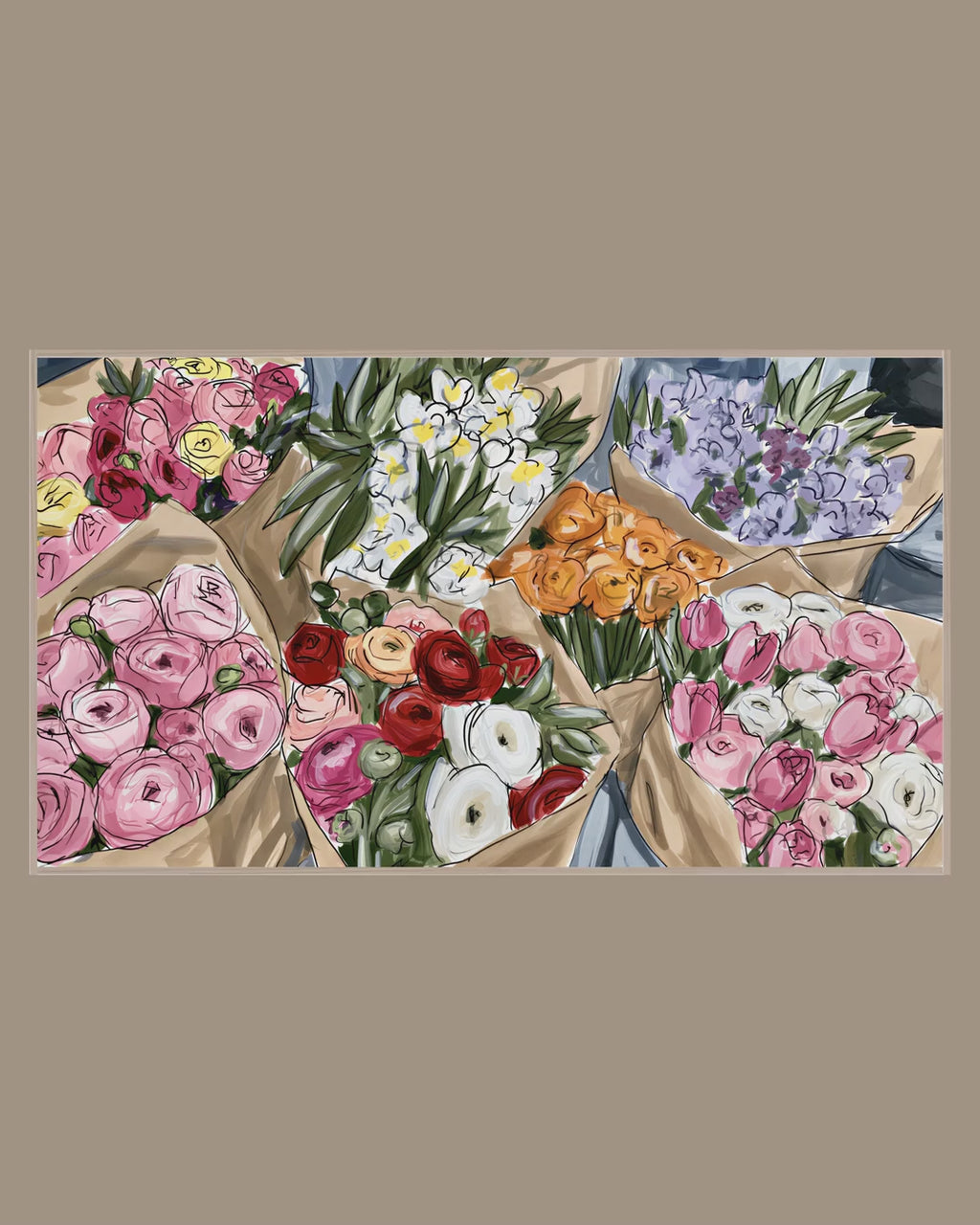 Video of the Kraft Paper Bouquets Frame TV art in a room