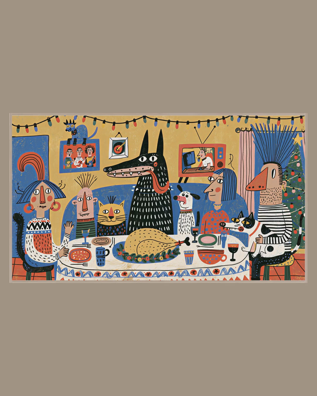 Video of the Punk Family Feast Frame TV art in a room