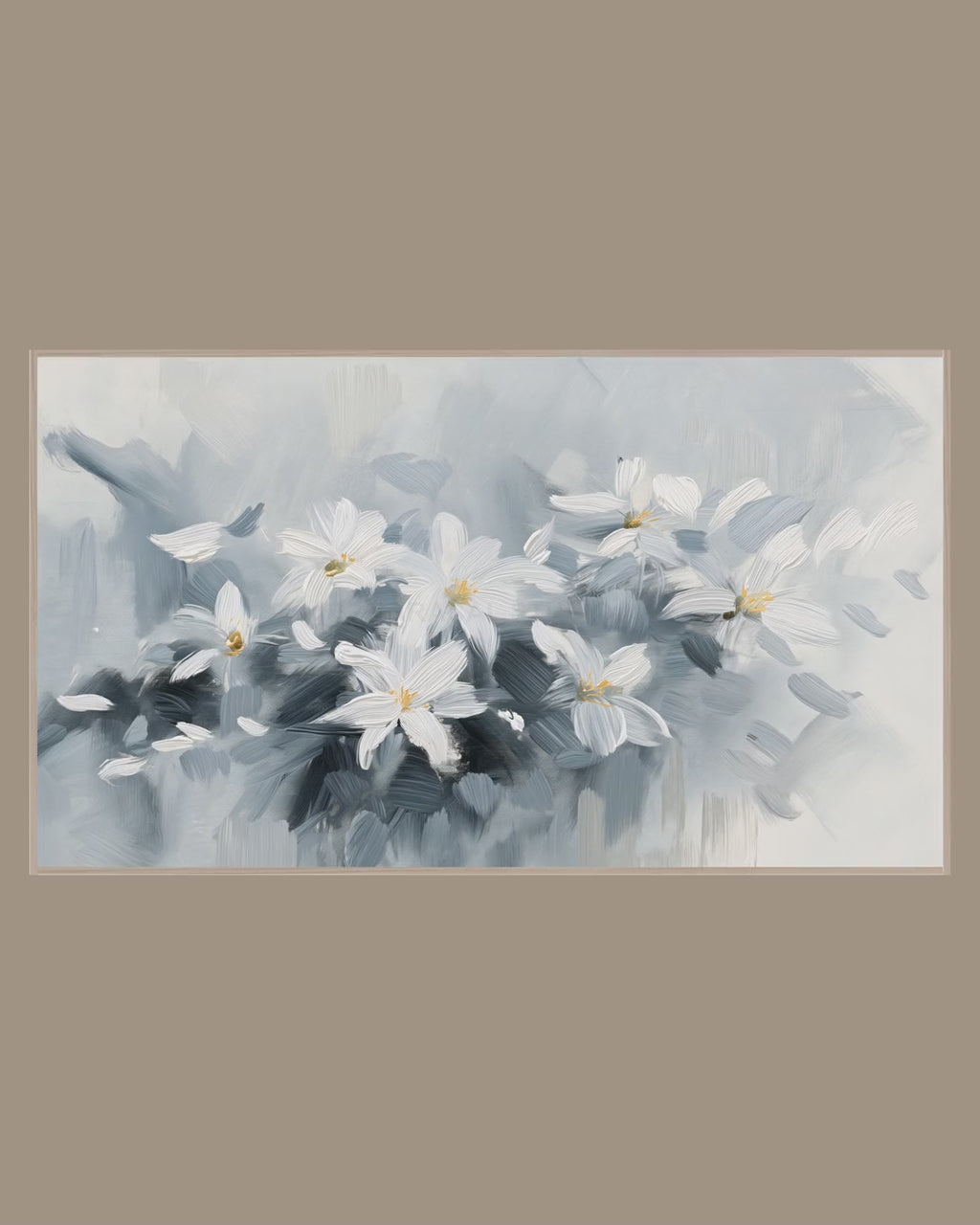 Video of the Charcoal Star Flowers Frame TV art in a room