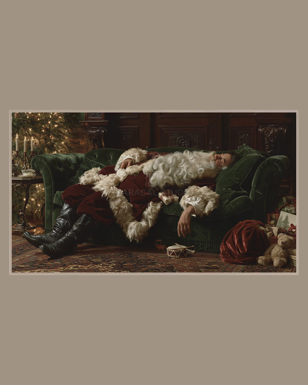 Video of the Santa Velvet Nap Frame TV art in a room