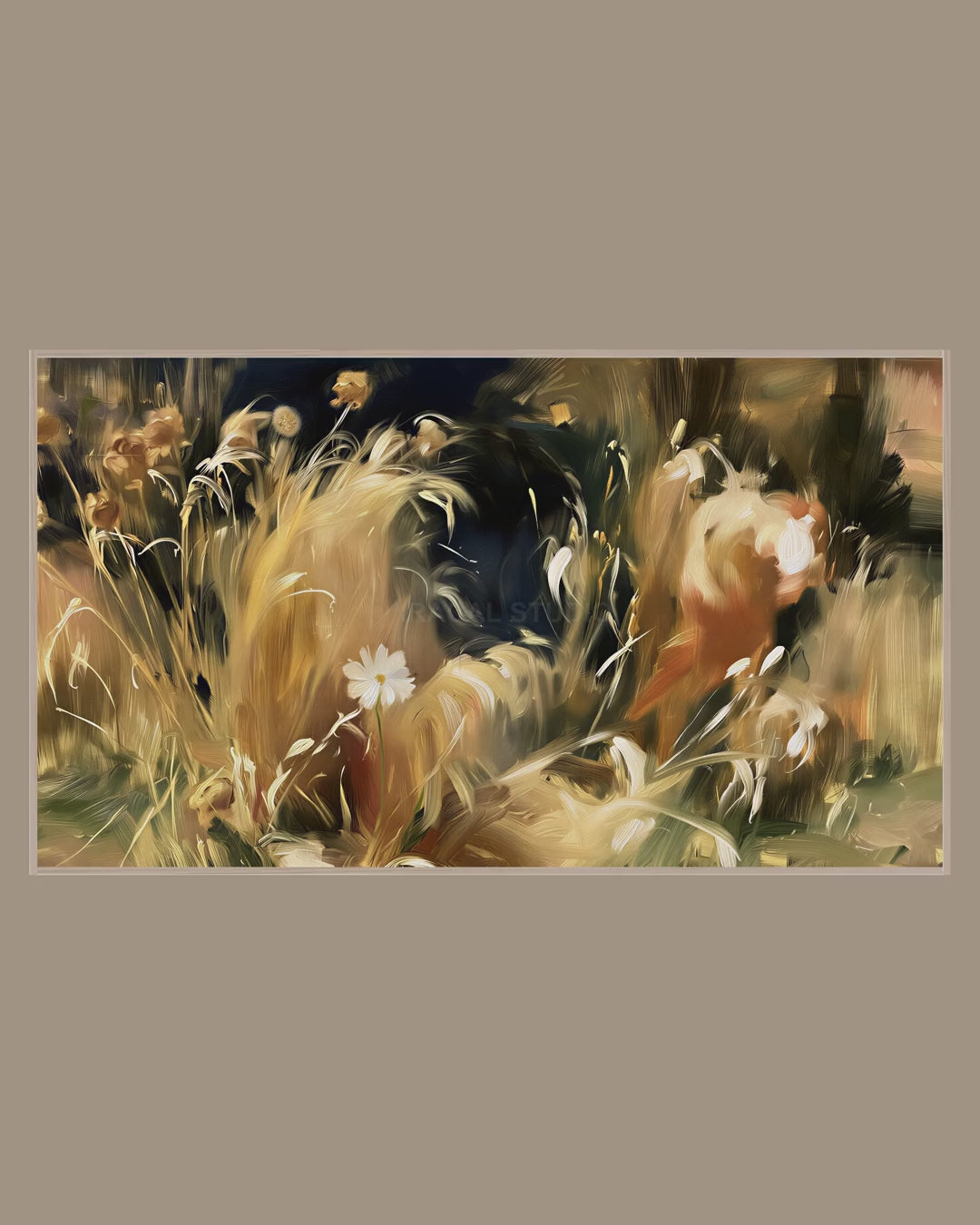 Video of the Golden Grass Daisy Frame TV art in a room