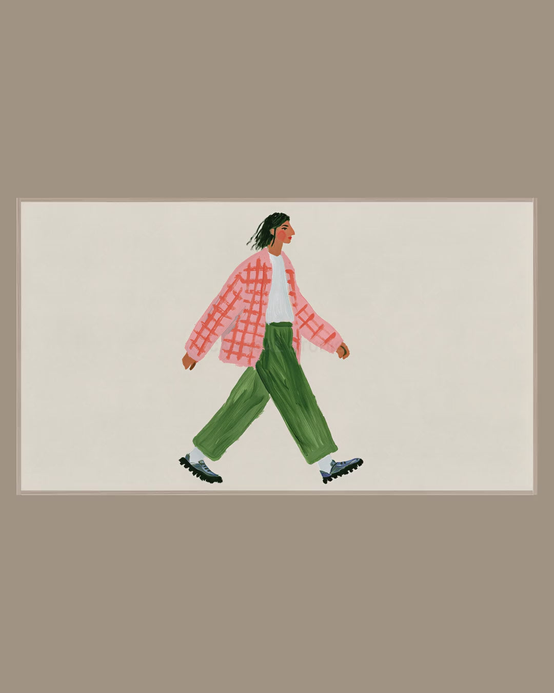 Video of the Pink Check Stroll Frame TV art in a room