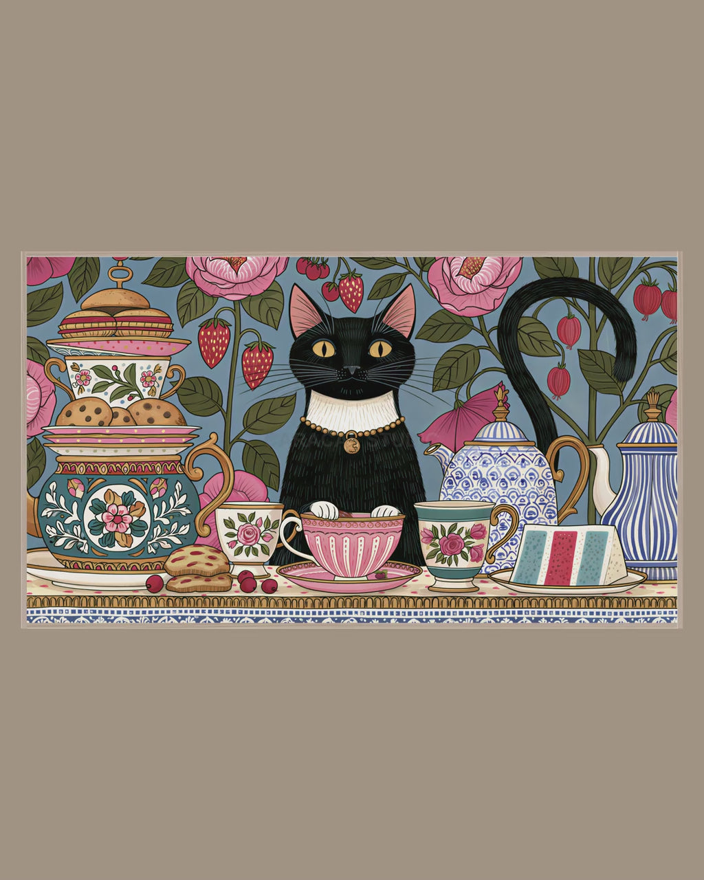 Video of the Black Cat Tea Party Frame TV art in a room