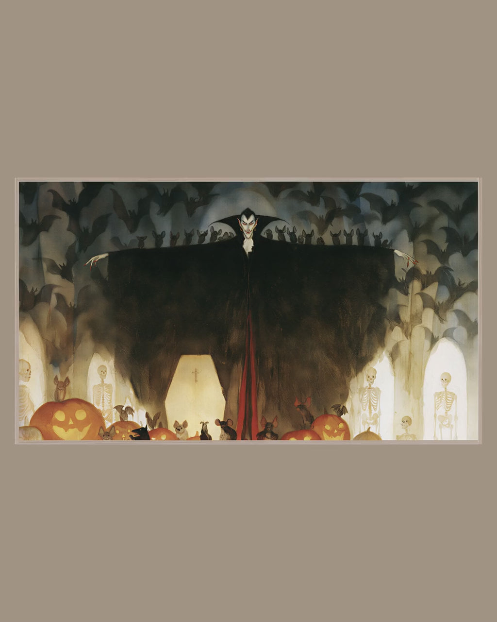Video of the Caped Vampire Crypt Frame TV art in a room