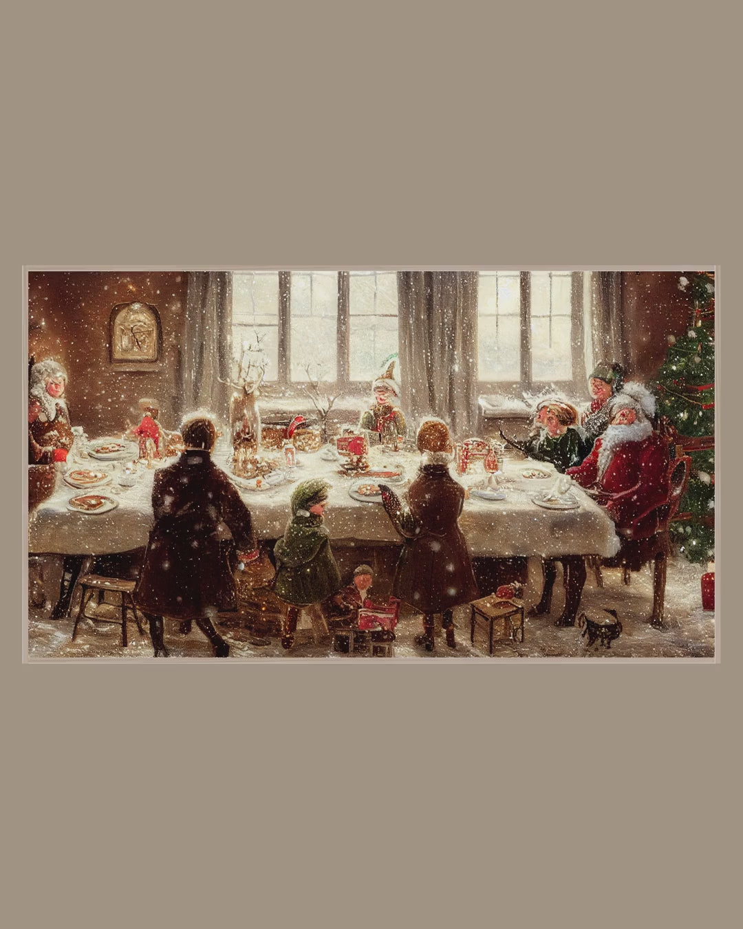 Video of the Santa at the Table Frame TV art in a room