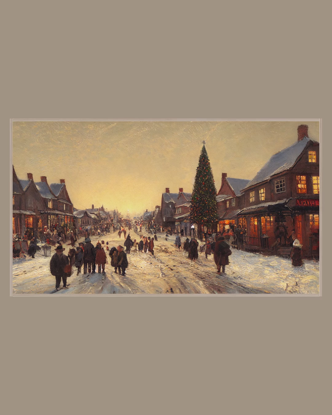 Video of the Golden Evening Village Frame TV art in a room