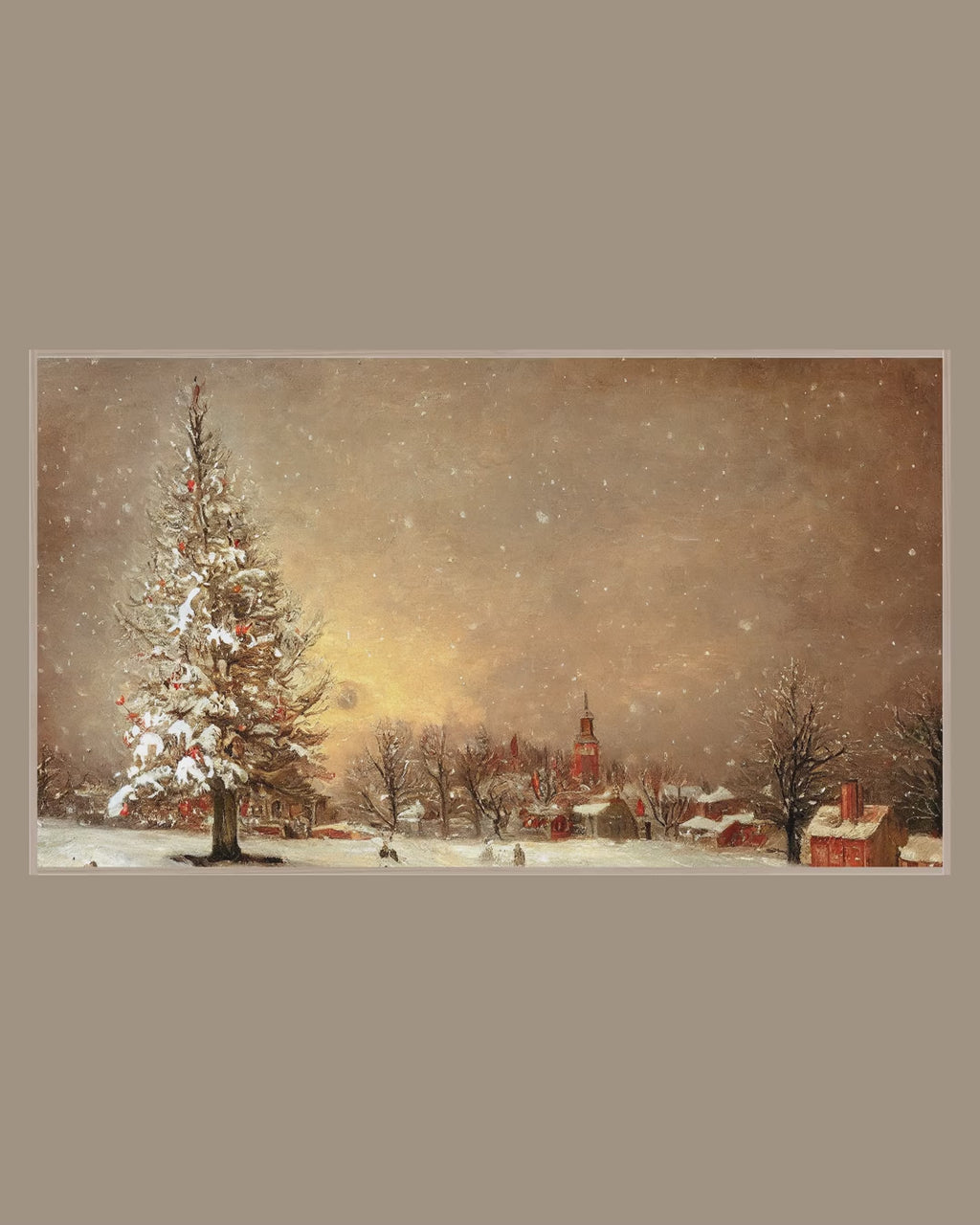 Video of the Lone Snowy Tree Frame TV art in a room