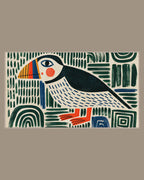 Video of the Block Print Puffin Frame TV art in a room