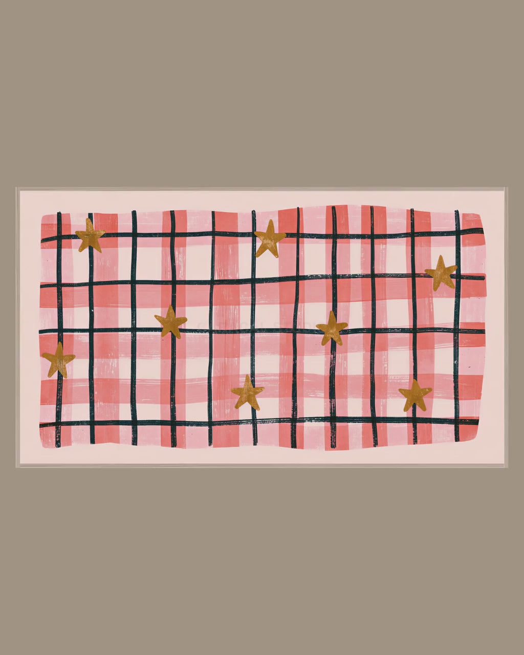 Video of the Blush Gingham Stars Frame TV art in a room