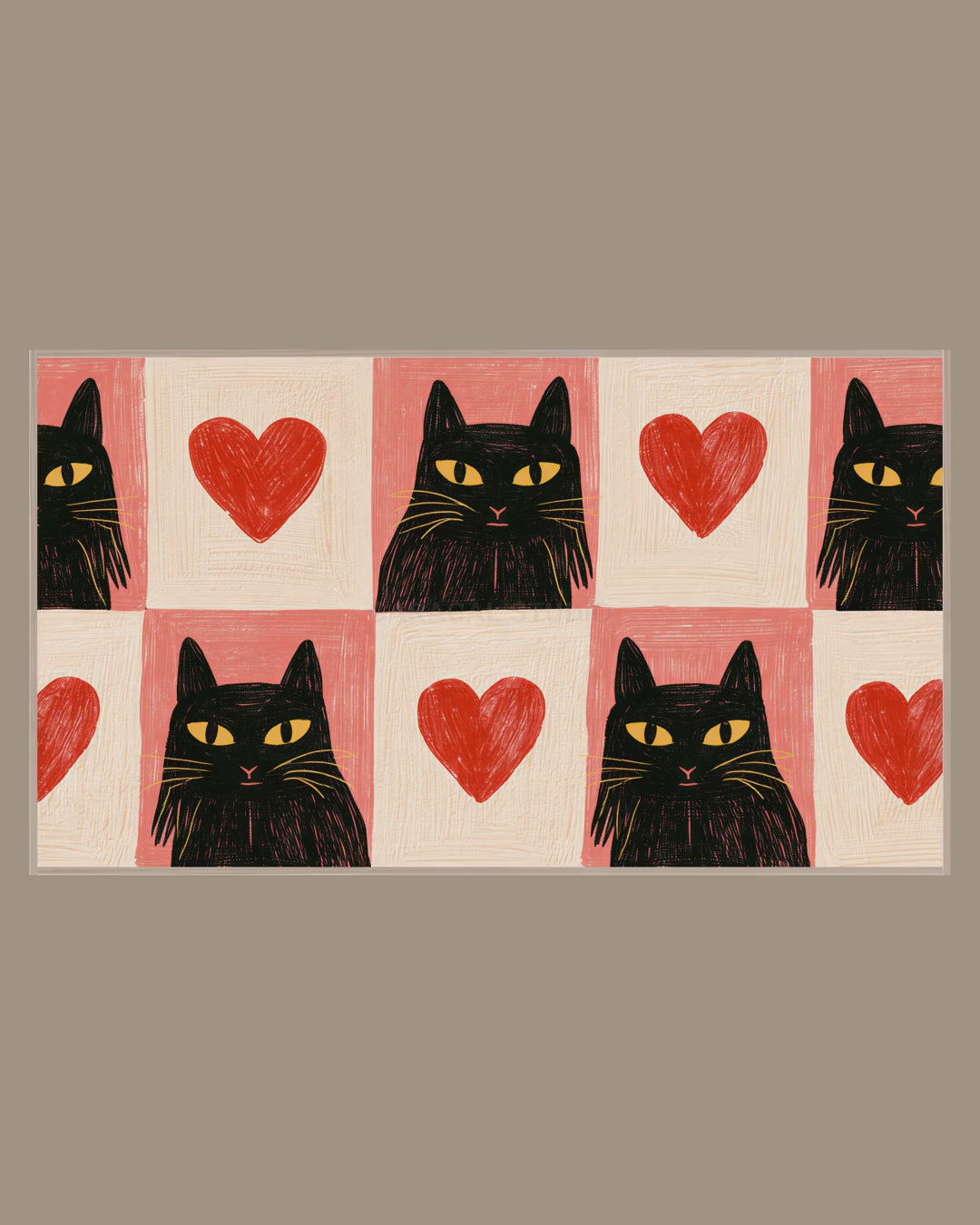Video of the Checkerboard Cats and Hearts Frame TV art in a room