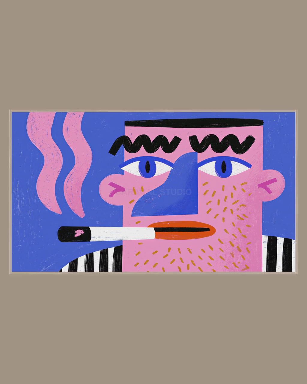 Video of the Smoke Break Portrait Frame TV art in a room