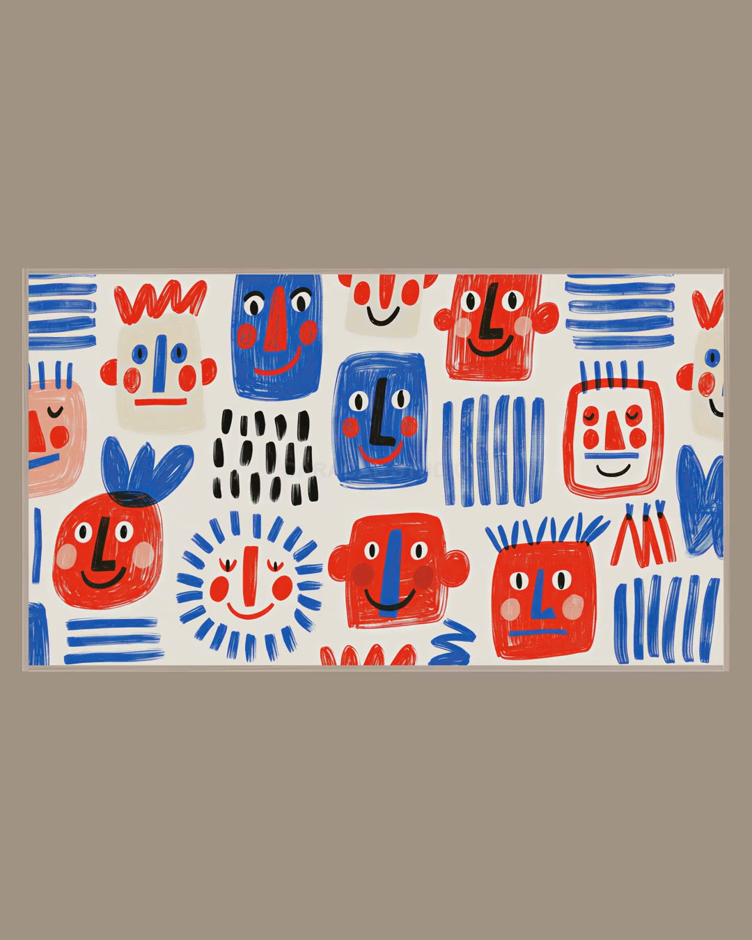Video of the Doodle Face Pattern Frame TV art in a room