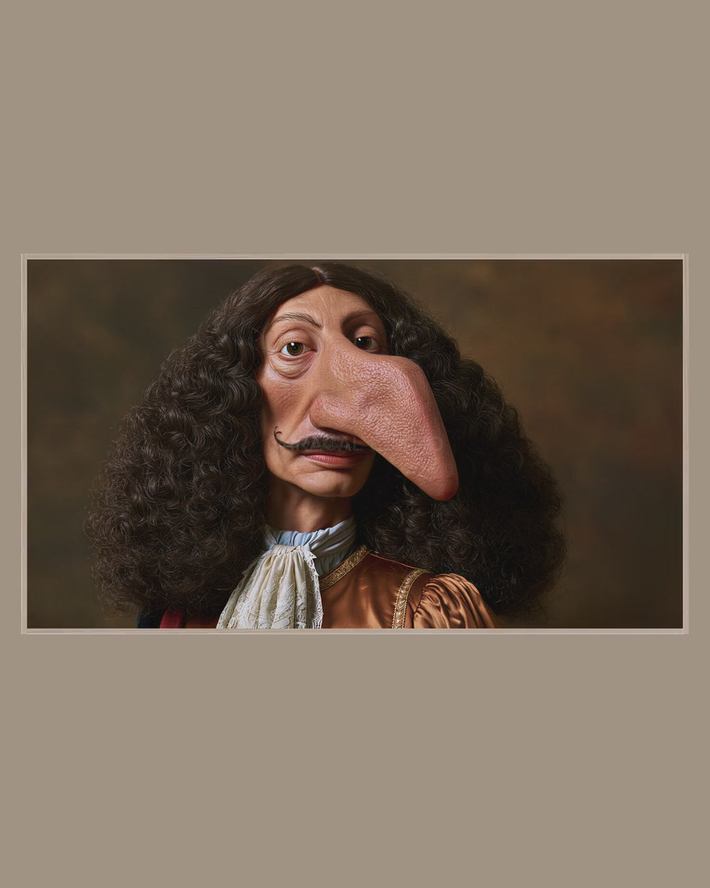 Video of the Baroque Big Nose Portrait Frame TV art in a room
