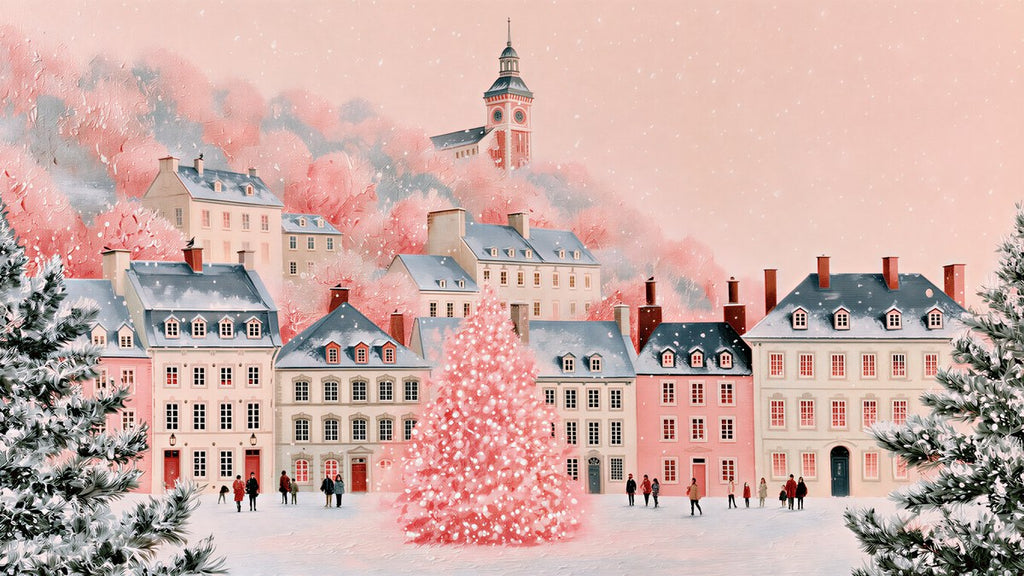 Pastel Village Pink Tree artwork