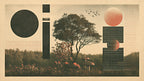 Halftone Tree and Mushrooms artwork