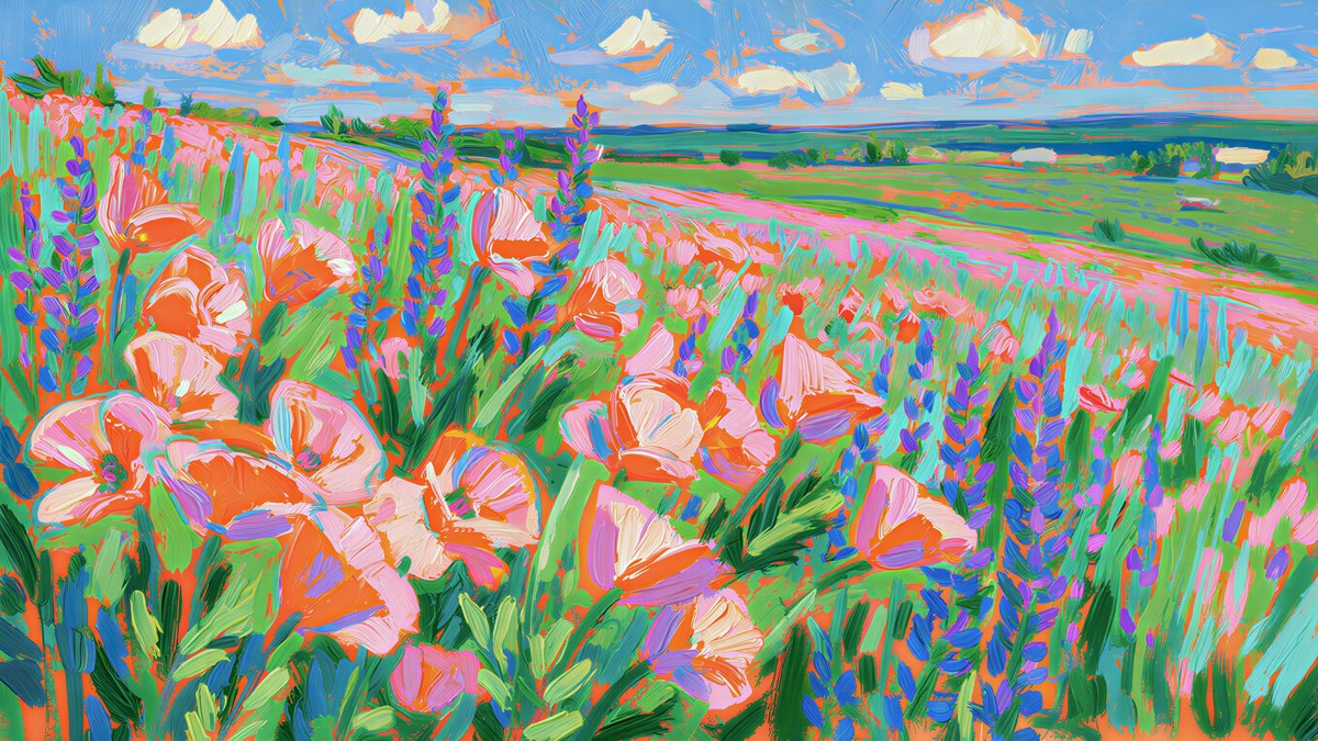 Poppy Lupine Field artwork