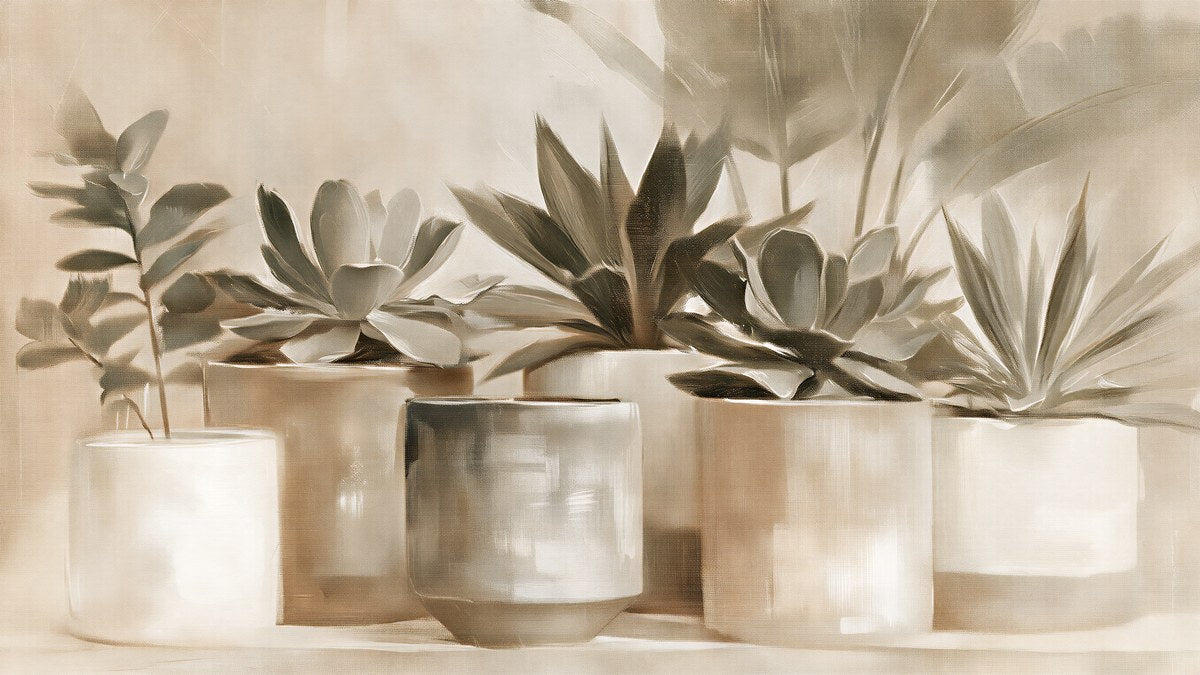 Sepia Succulent Pots artwork