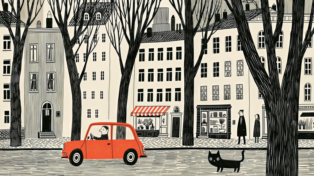Red Car City Street artwork