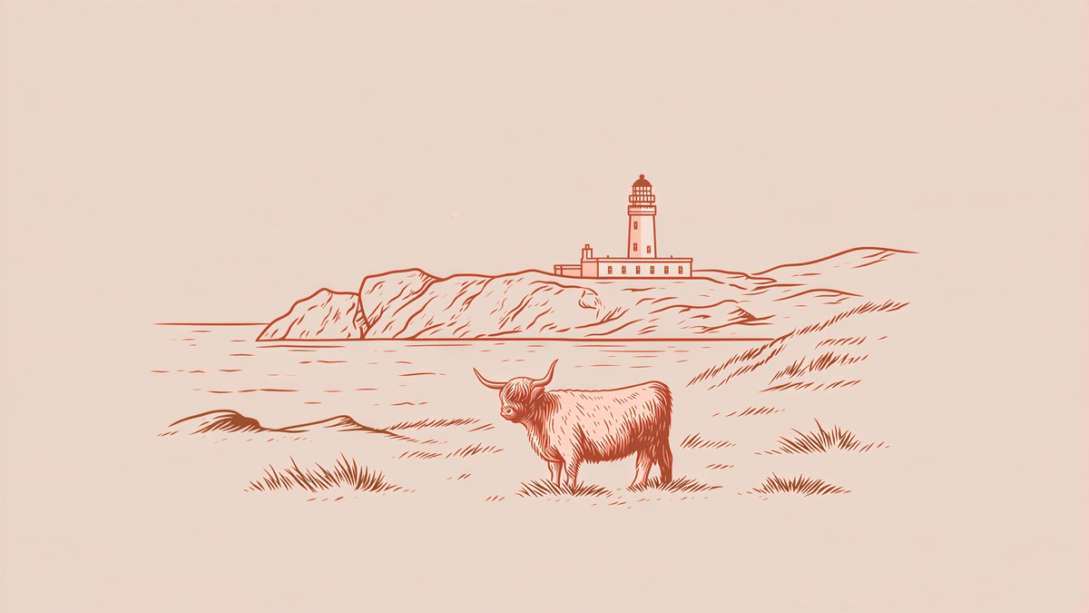 Highland Cow Lighthouse artwork