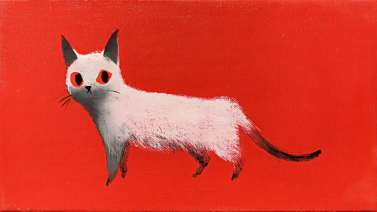 White Cat on Red artwork