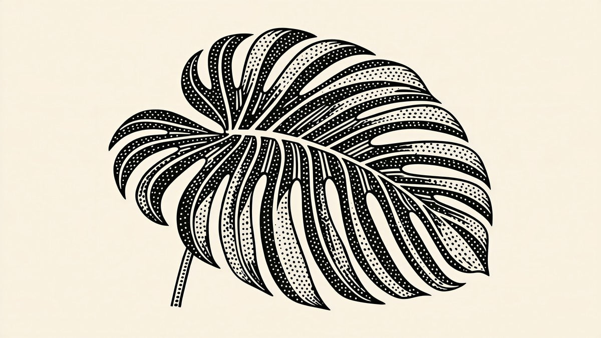Halftone Monstera Leaf artwork