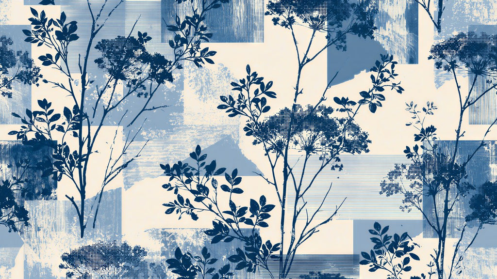 Blue Halftone Branches artwork