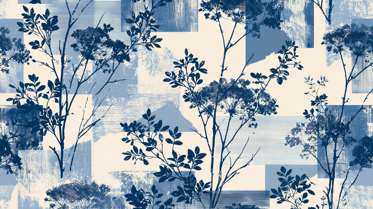 Blue Halftone Branches artwork
