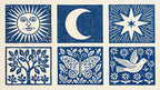 Linocut Sun and Moon artwork