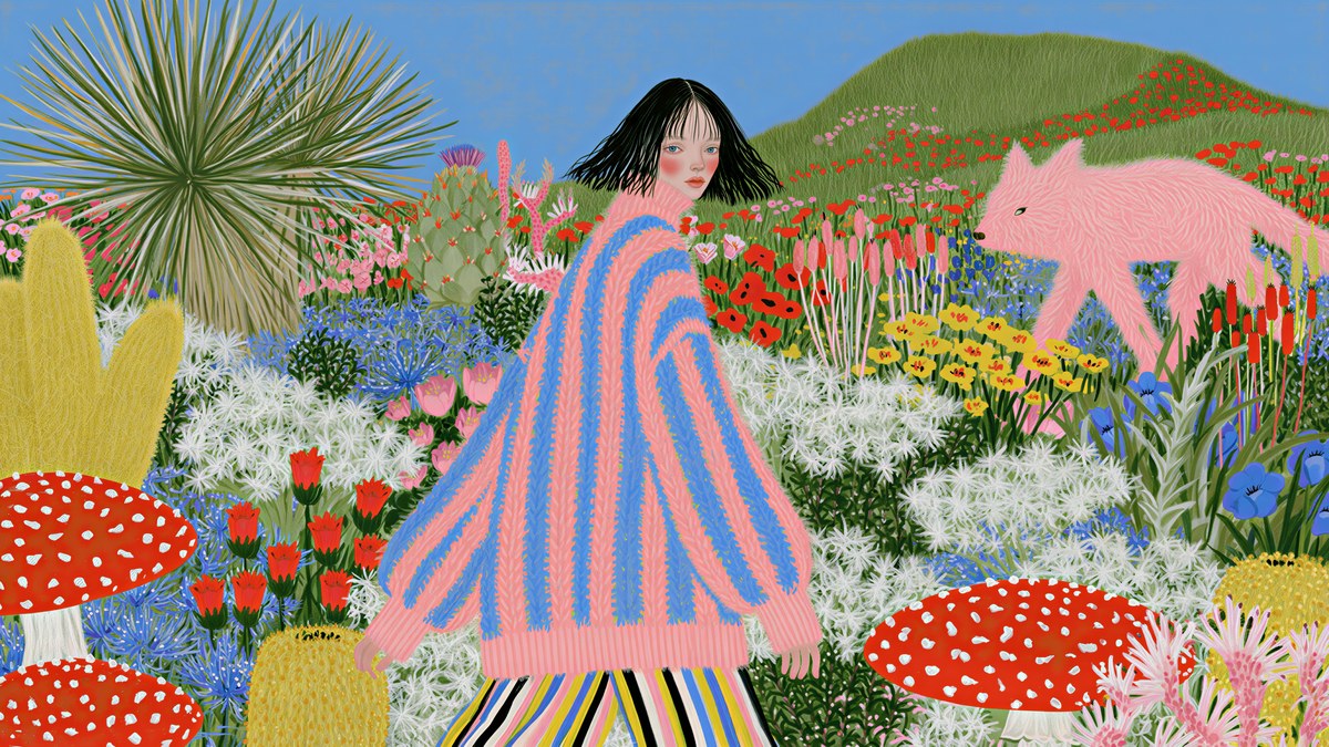 Pink Fox Garden Walk artwork