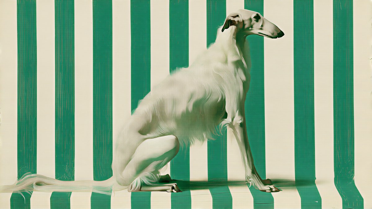 White Borzoi on Stripes artwork
