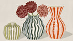 Striped Vases and Dahlias artwork