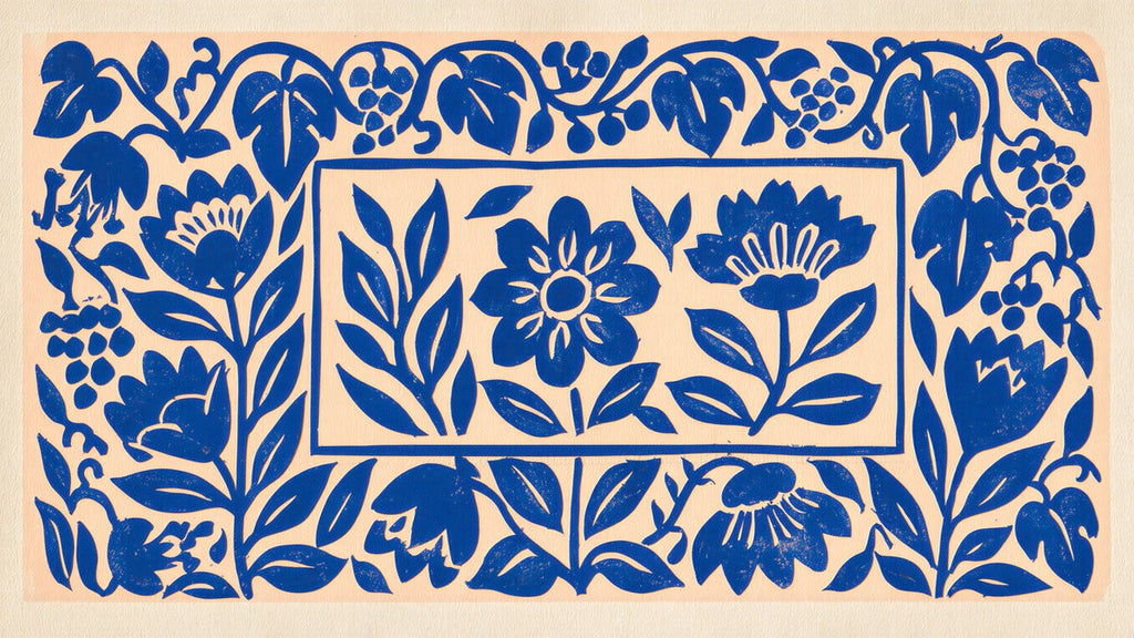 Blue Paper Cut Flowers artwork