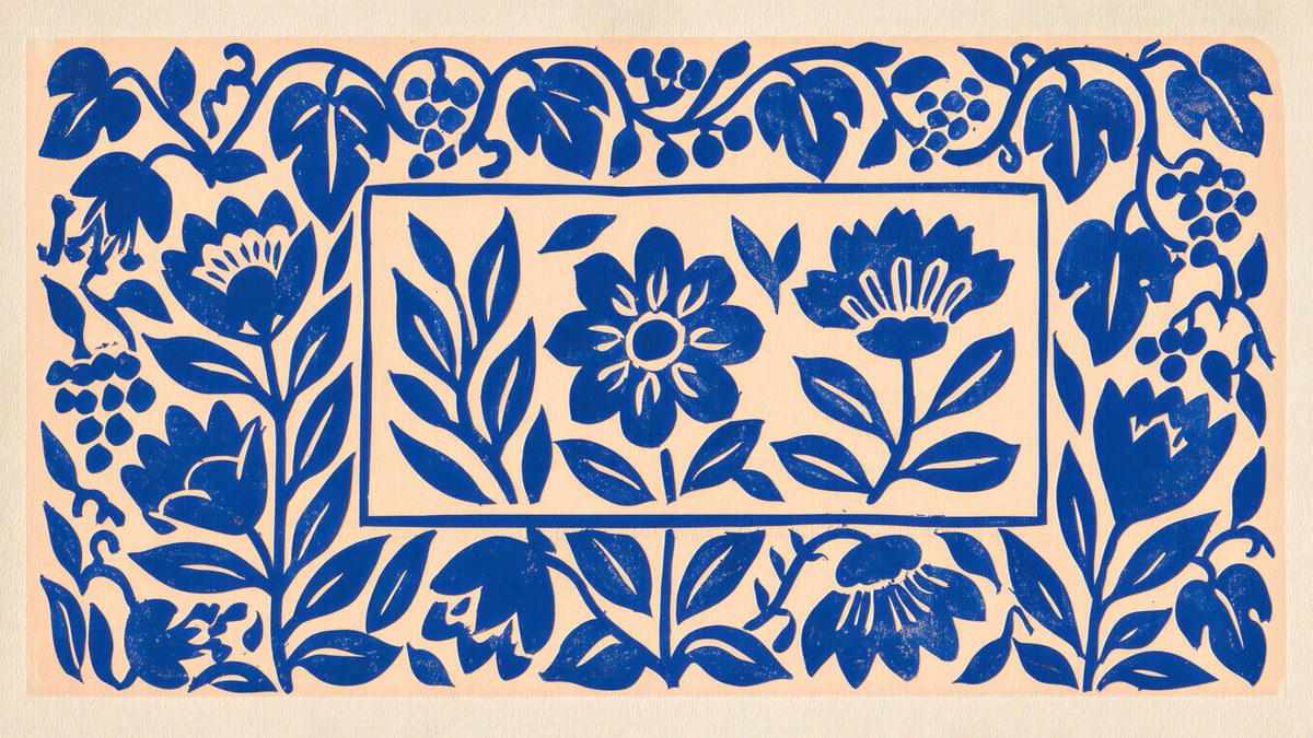 Blue Paper Cut Flowers artwork