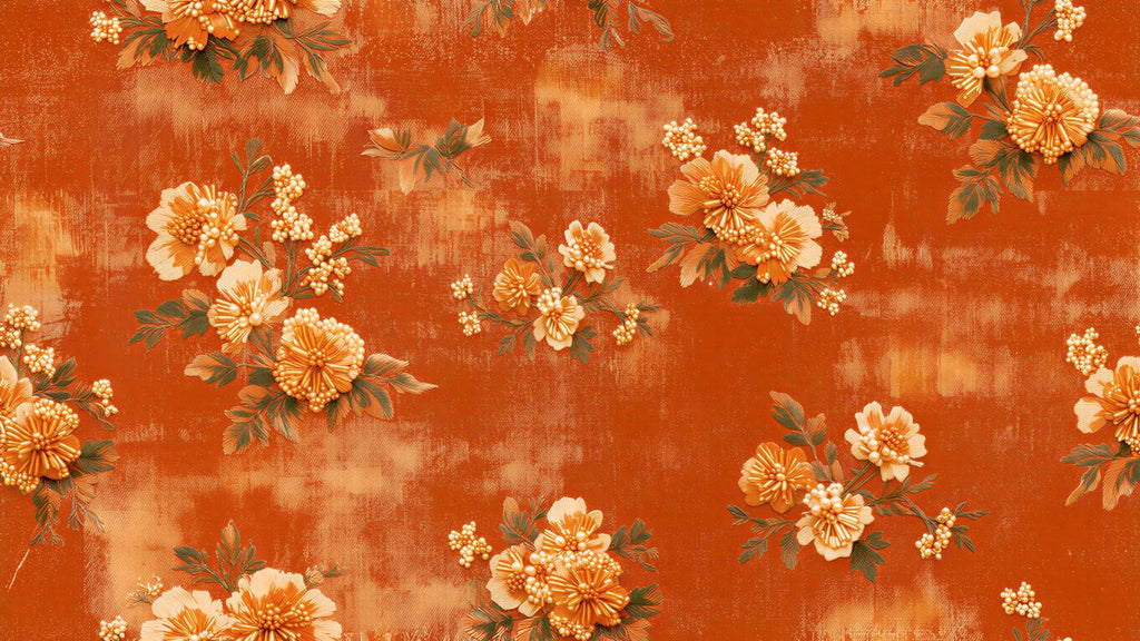 Beaded Flowers on Denim artwork