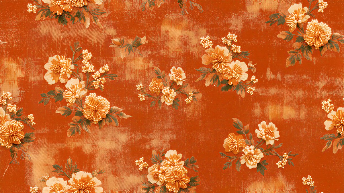 Beaded Flowers on Denim artwork