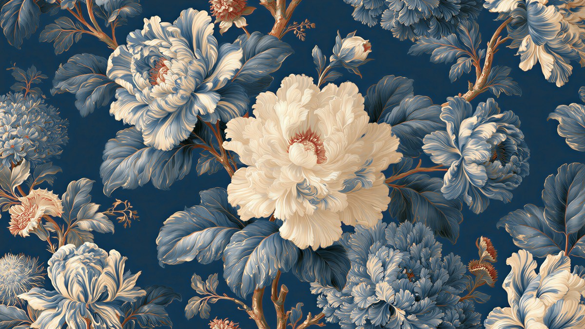 Navy Peony Chintz artwork
