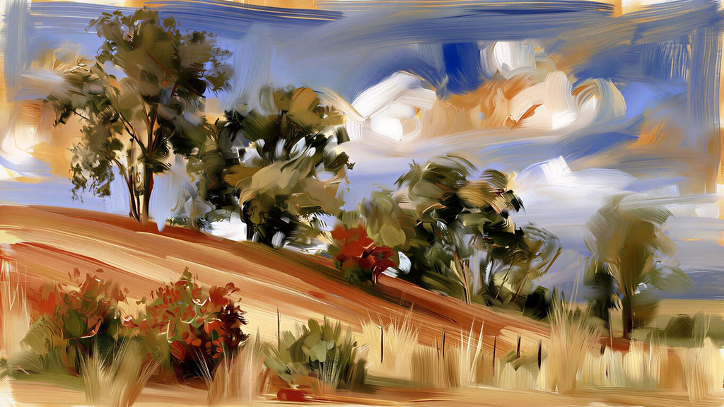 Windswept Hillside Trees artwork