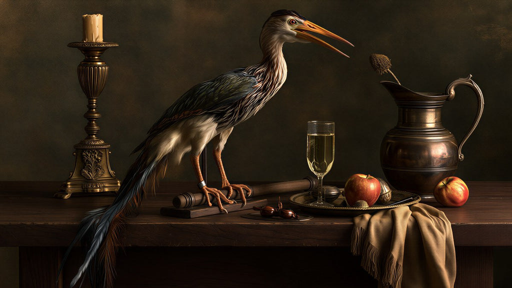 Heron and Copper Pitcher artwork