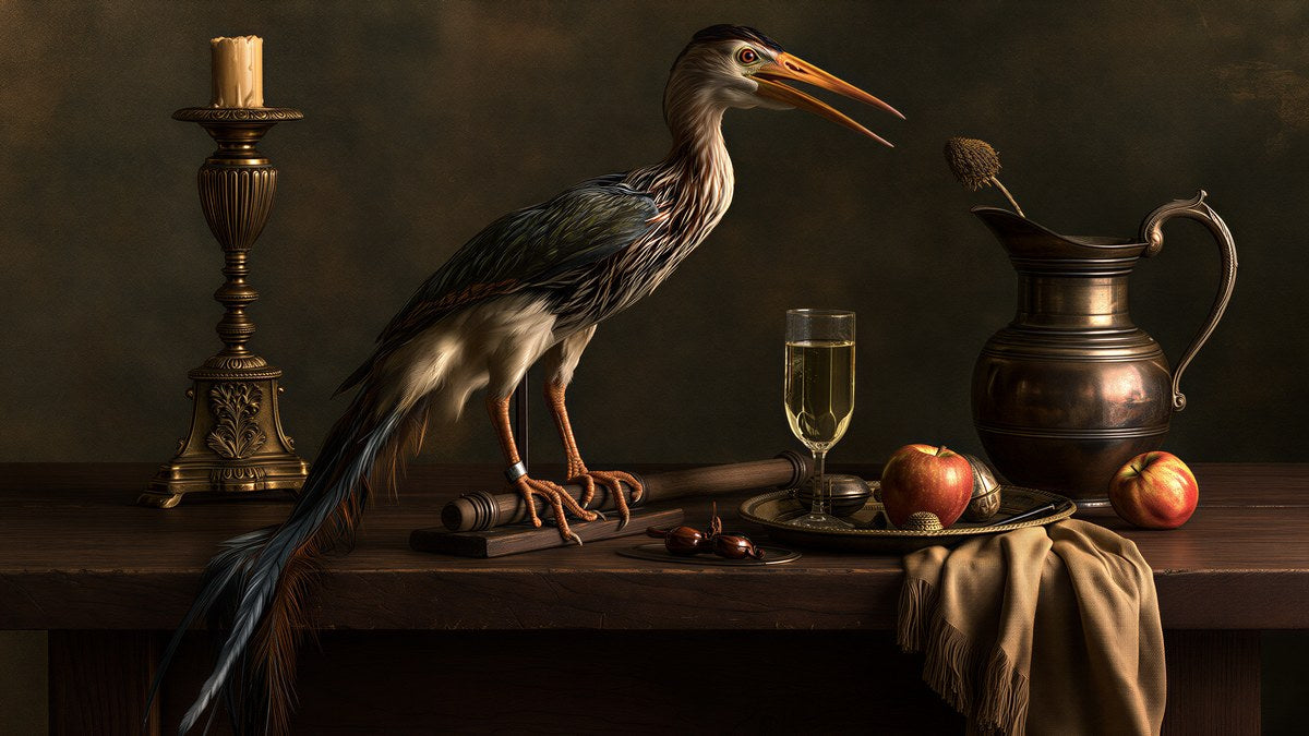 Heron and Copper Pitcher artwork