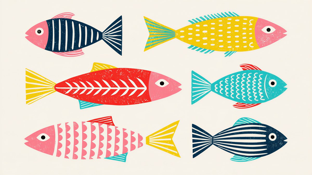 Linocut Fish Pairs artwork