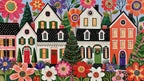 Folk Wreath Village artwork