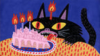 Black Cat Birthday Cake artwork